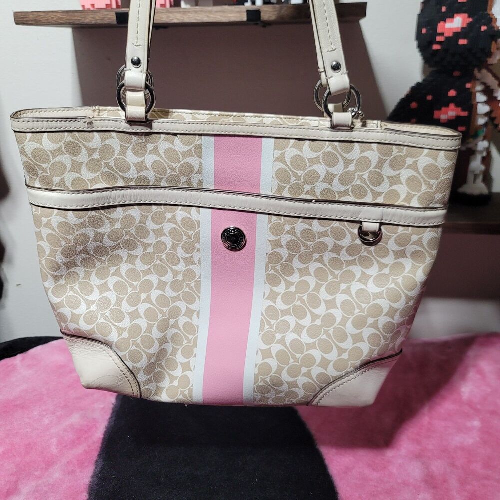 Coach Beige and Pink Shoulder Bag